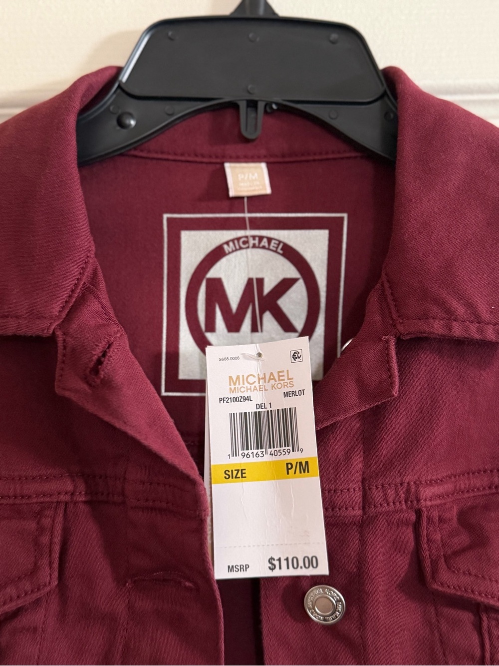 ✨♥️ BNWT Michael Kors Merlot Cropped Denim Style Jacket ♥️✨ 97% Cotton - Picture 2 of 7